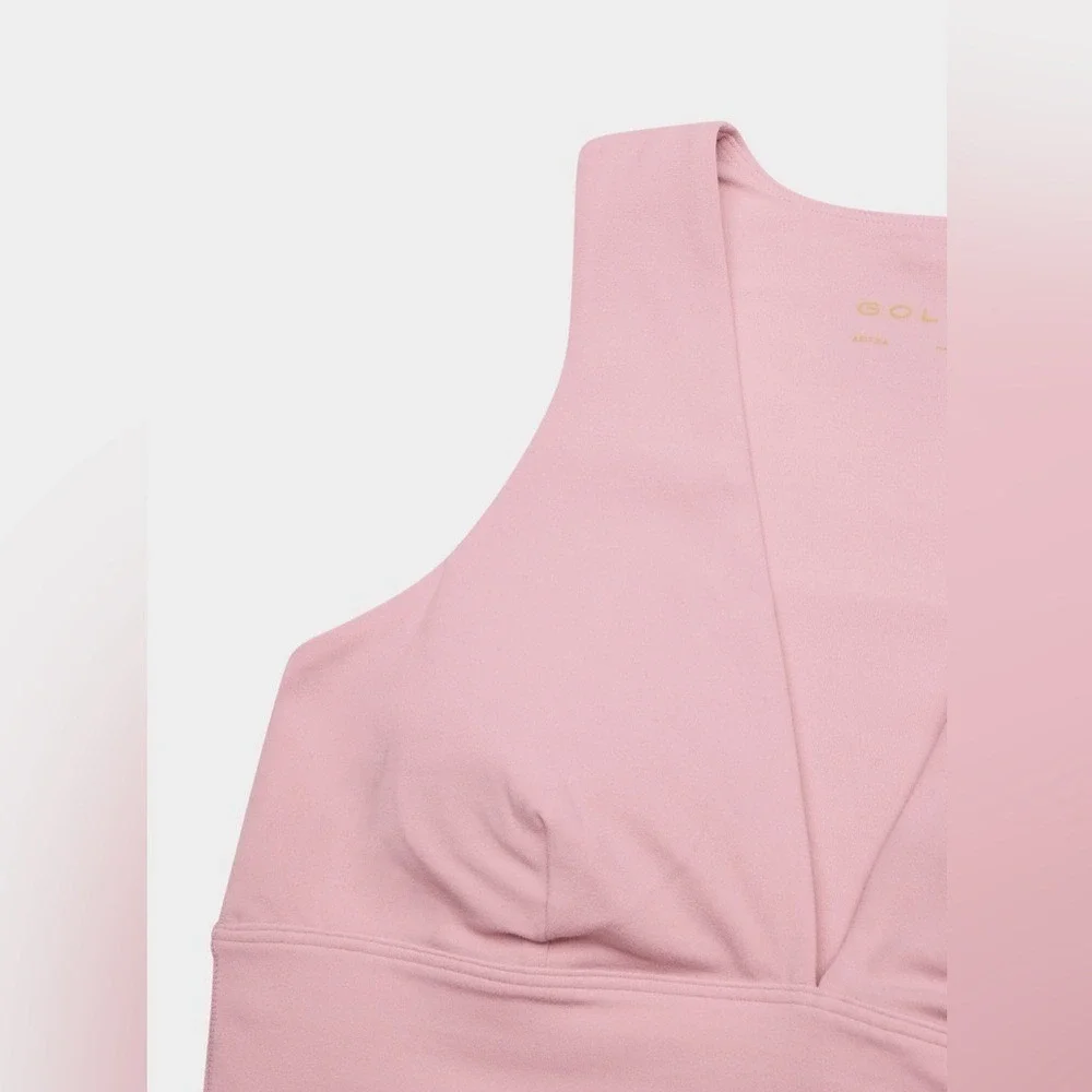 Aritzia Golden Butter‎ Baseline Micro Skirt & Plunge Bra Top Pink Set Size S NWT